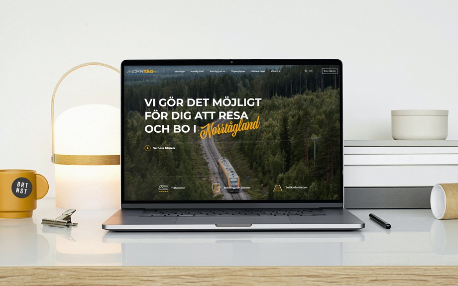 Laptop som visar Norrtågs webbplats