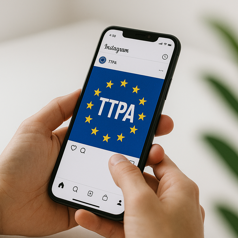 AI-genererad bild på en mobiltelefon med ett TTPA inlägg.